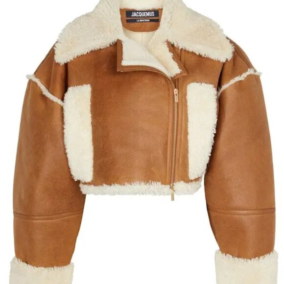 JACQUEMUS LA VESTE PAIOU SHEARLING JACKET CAMEL BROWN SIZE MEDIUM PRELOVED - Picture 2 of 5